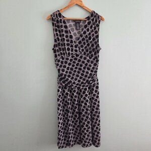 GEORGE STRETCH RUSCHED WAISTED ABSTRACT BLACK AND WHITE DRESS SIZE LARGE